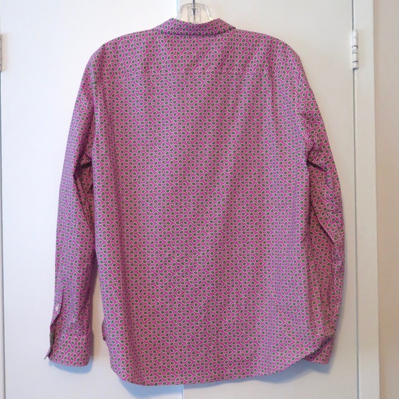 Lauren Pink Paisley No-Iron Stretch Shirt - Contrast Collar and Cuff - Picture 10 of 14